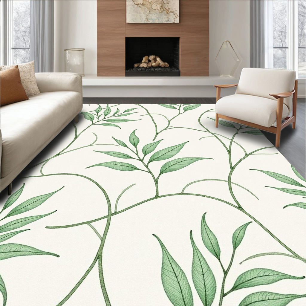 Verdant Green Branch Foliage Rug