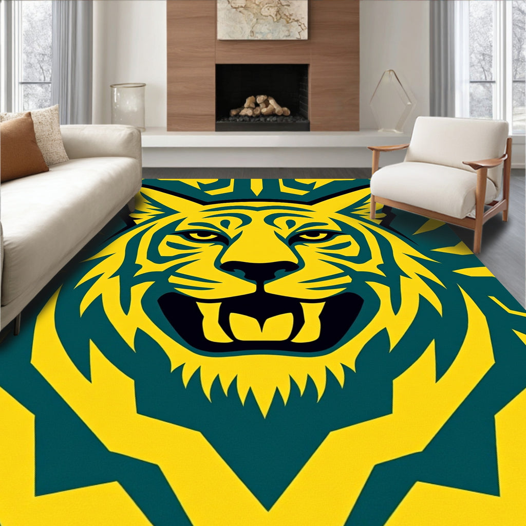 Bold Yellow Tiger Tribal Rug
