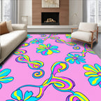Vibrant Pink Groovy Floral Swirls Rug