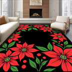 Vibrant Red Poinsettia Garden Border Rug