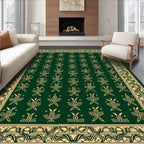 Emerald Gold Floral Vine Border Rug