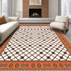 Orange Lattice Medallion Cream Border Rug