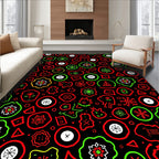 Whimsical Red Green Abstract Shapes Rug