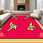 Bold Red Abstract Key Medallion Rug