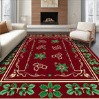 Crimson Poinsettia Ribbon Swirl Rug