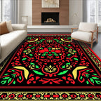 Bold Red Tractor Floral Accent Rug