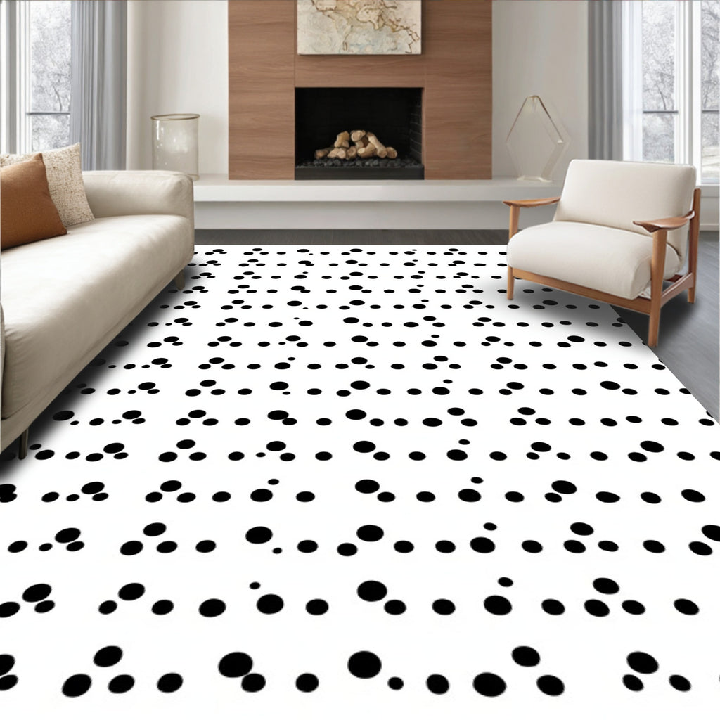 Minimalist Black Dot Cluster Array Rug