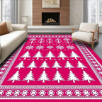 Bold Pink Whimsical Winter Woodland Rug