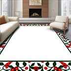 Red Black Berry Vine Border Rug