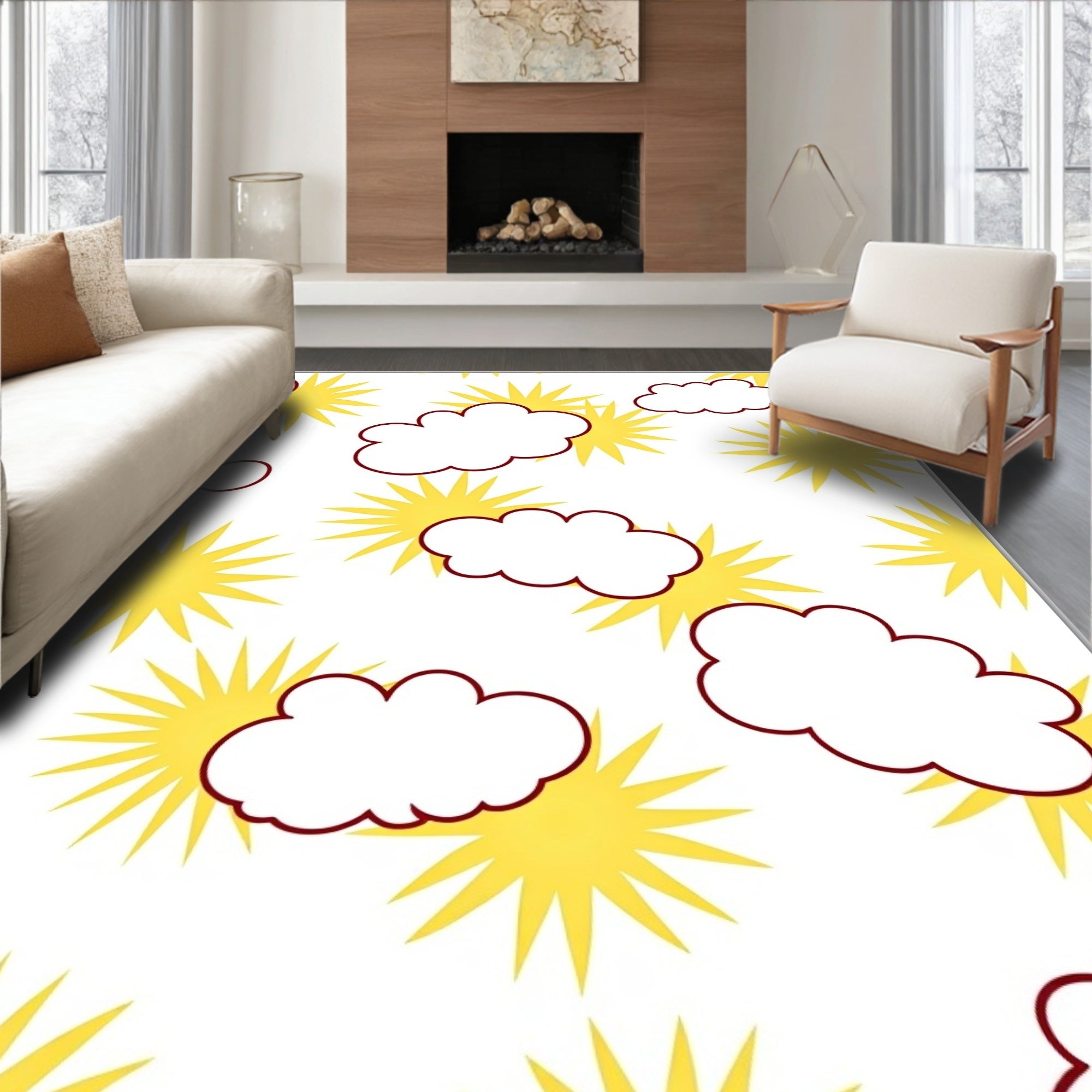 Sunny Sky White Cloudburst Rug