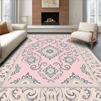 Pale Pink Floral Cameo Border Rug