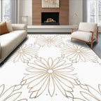 Minimalist Beige Floral Outline Rug