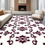 Deep Plum Victorian Scrollwork Medallion Rug