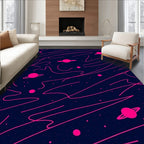 Vibrant Pink Cosmic Nebula Planets Rug