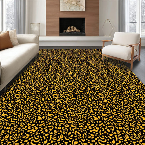 Abstract Organic Gold Black Rug