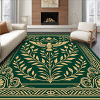 Emerald Gold Winged Bird Foliage Rug