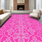 Bright Pink Floral Swirl Medallion Rug