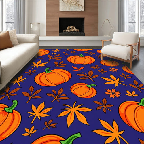 Autumn Orange Pumpkin Leaf Medley Rug