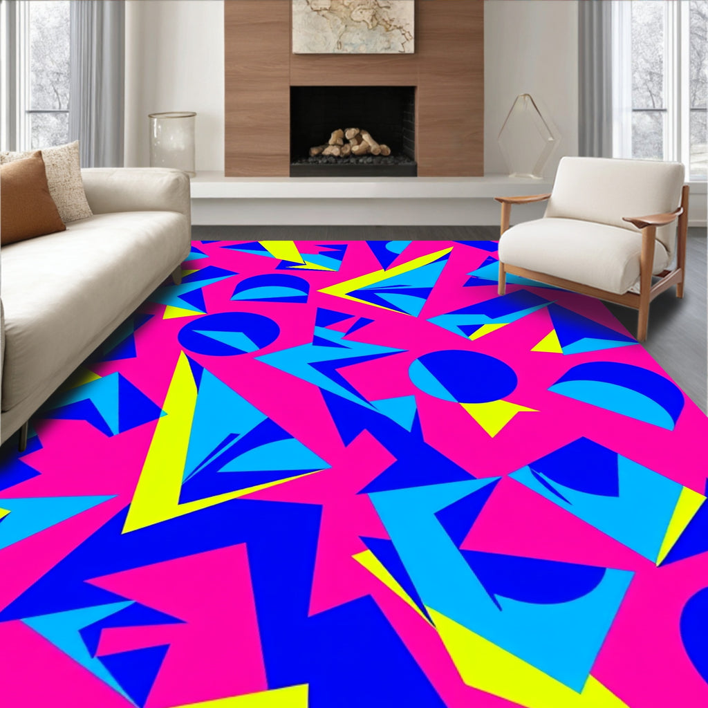 Radical Geometric Retro Shapes Rug