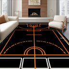 Orange and White Court Lines Rug