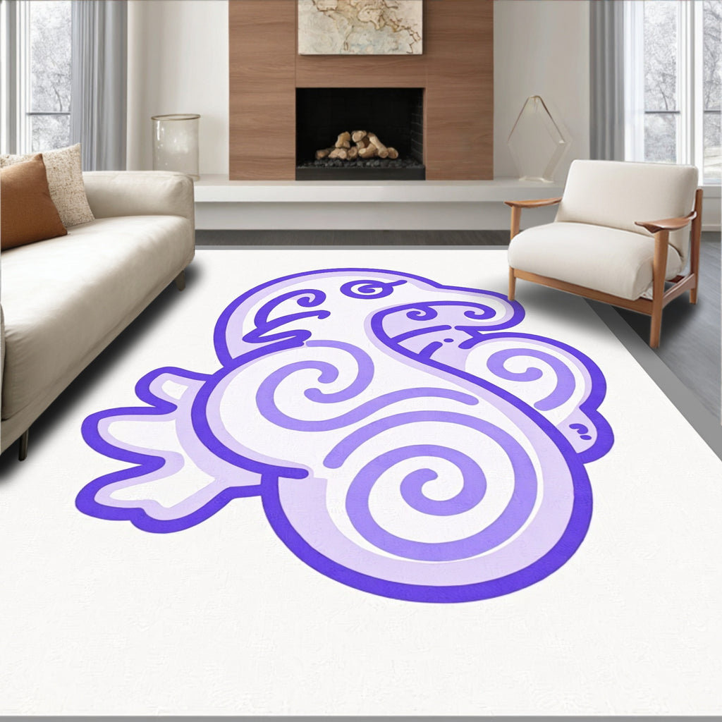 Whimsical Lavender Swirl Creature Rug