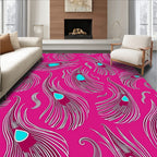 Vibrant Fuchsia Peacock Feather Collection Rug
