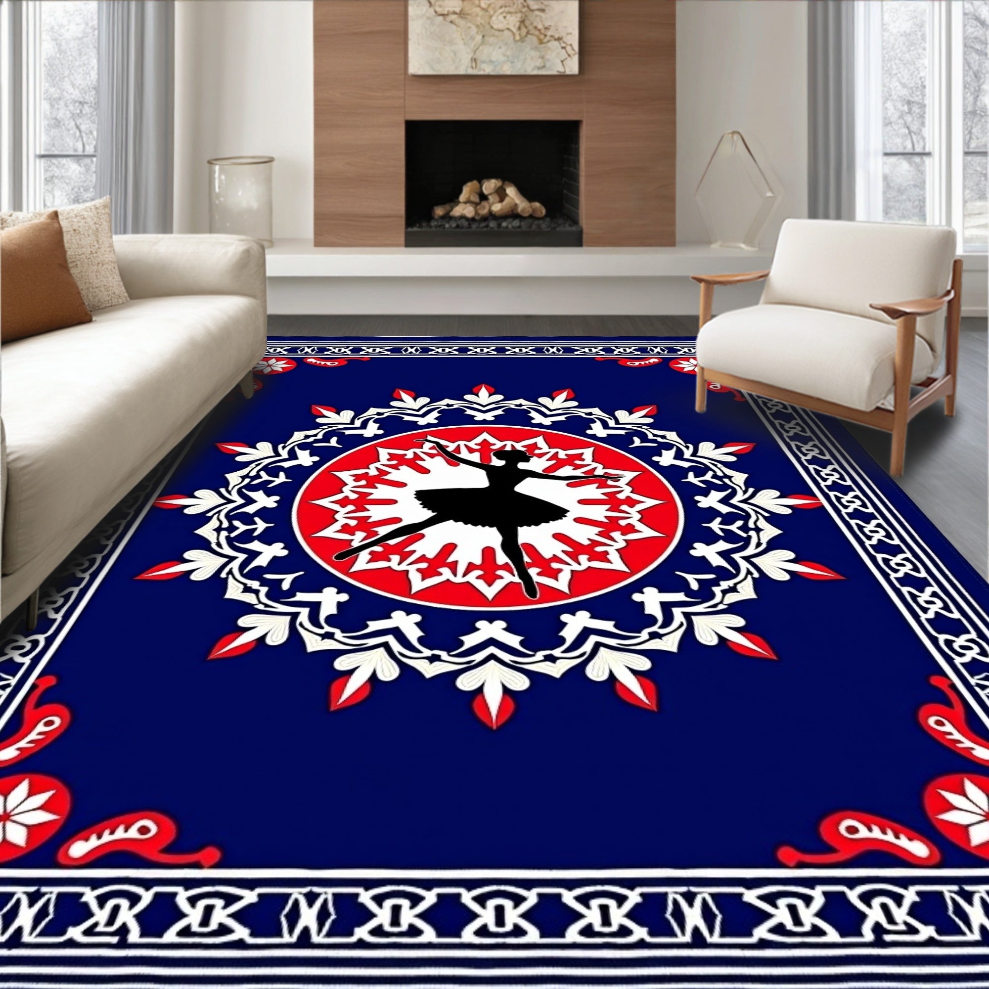 Royal Blue Ballerina Medallion Rug