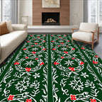 Deep Green Wreath Berry Garland Rug
