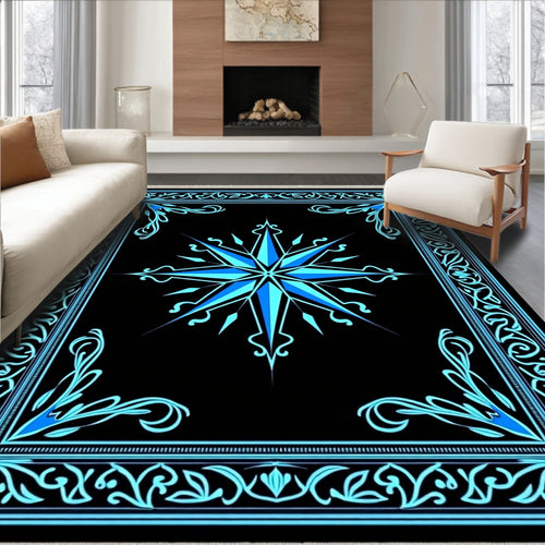 Aqua Compass Star Burst Rug