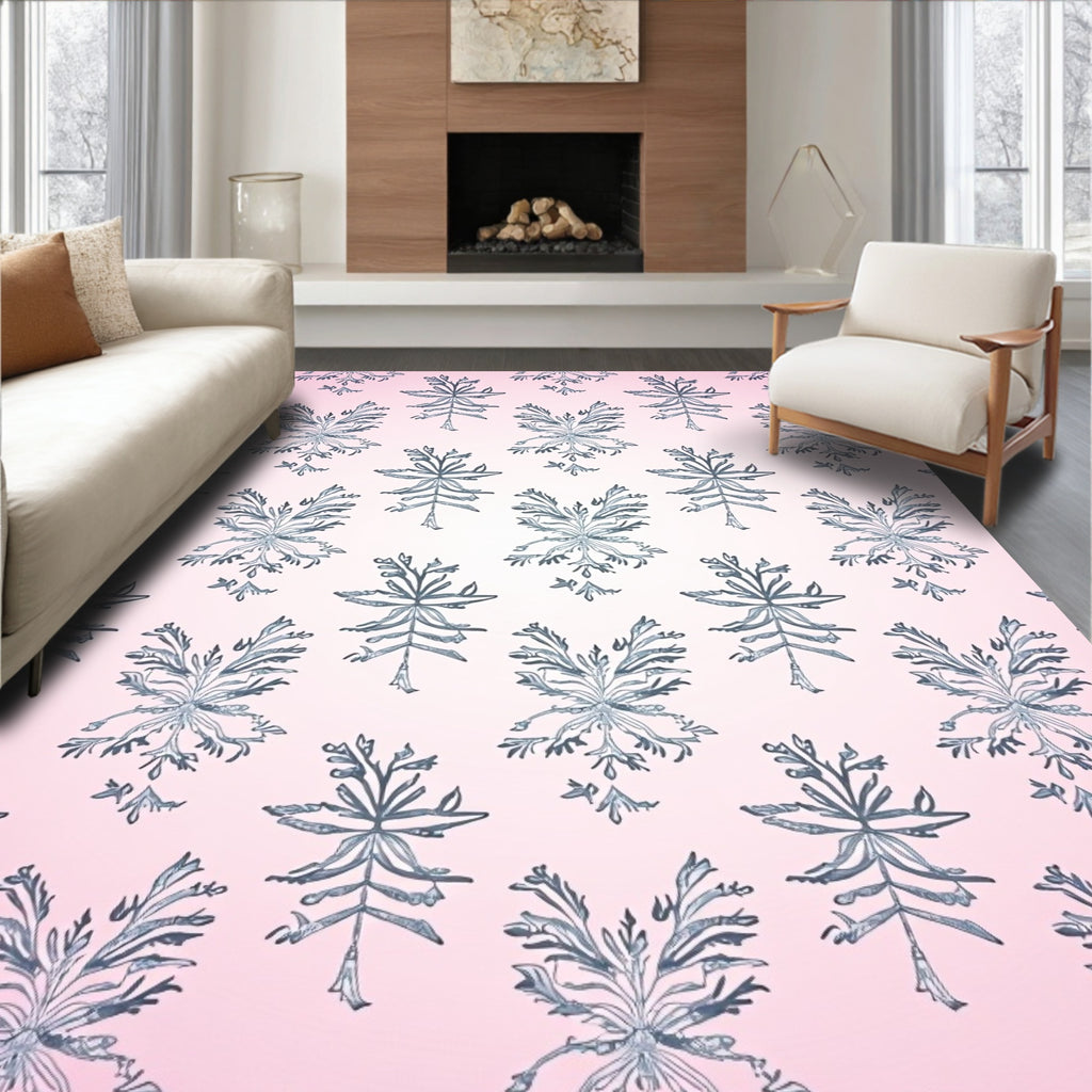 Soft Pink Botanical Tree Motif Rug