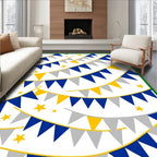 Yellow Blue Gray Bunting Stars Rug