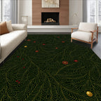 Black Gold Festive Leaf Ornaments Rug