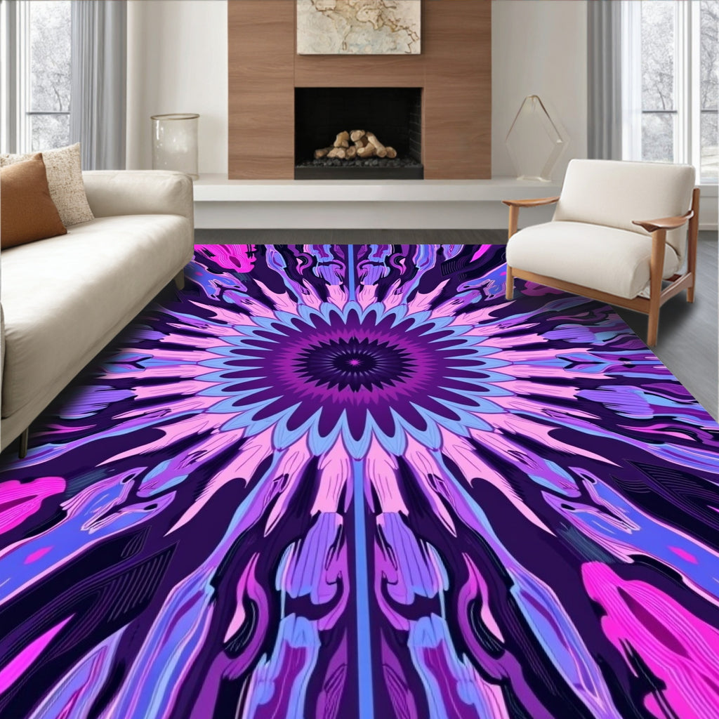 Vibrant Purple Pink Radial Burst Rug