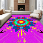 Vibrant Pink Sunburst Mandala Rug