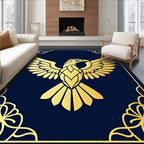 Golden Eagle Medallion on Navy Rug
