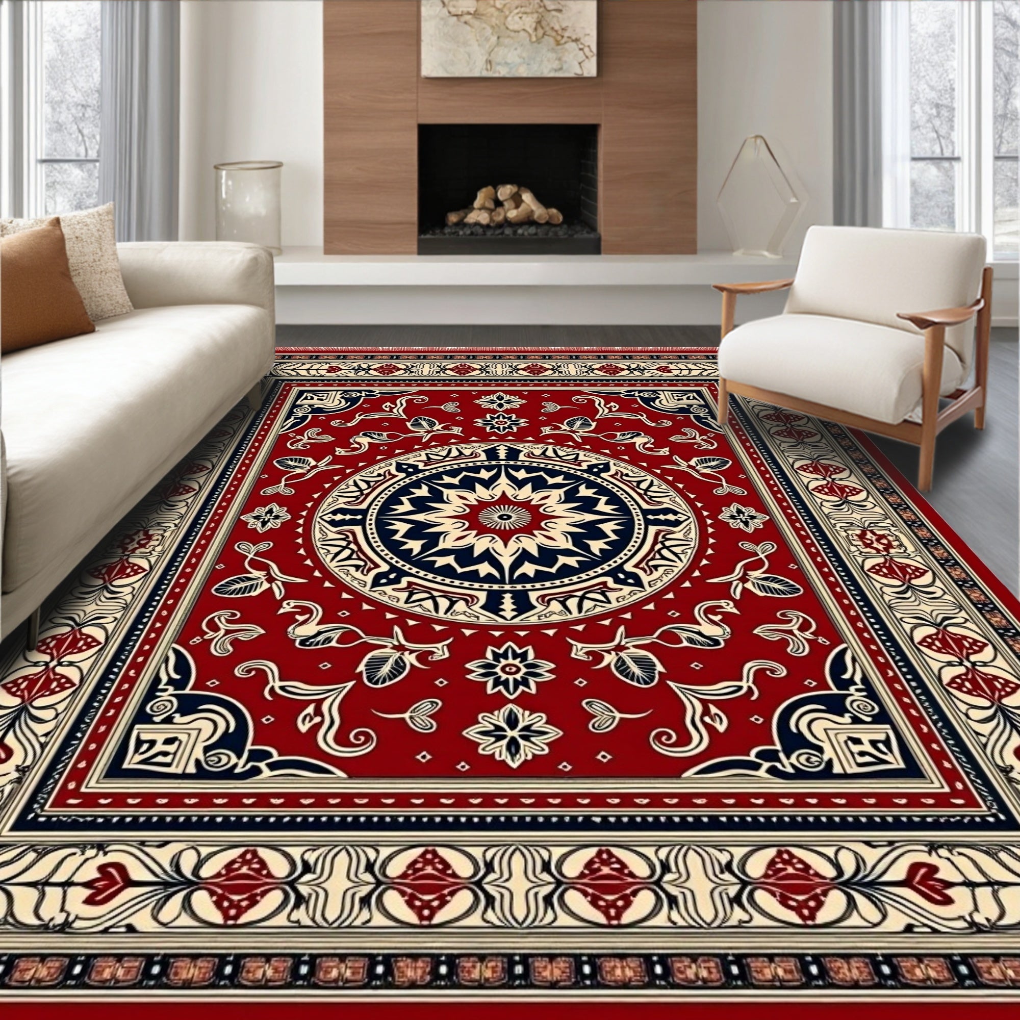 Crimson medallion floral Rug