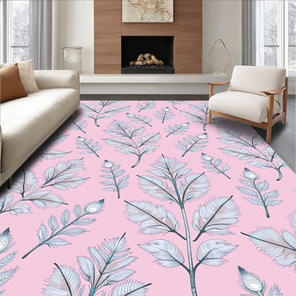 Delicate Pastel Feather Branches Rug