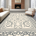 Cream Scrollwork Floral Accent Rug