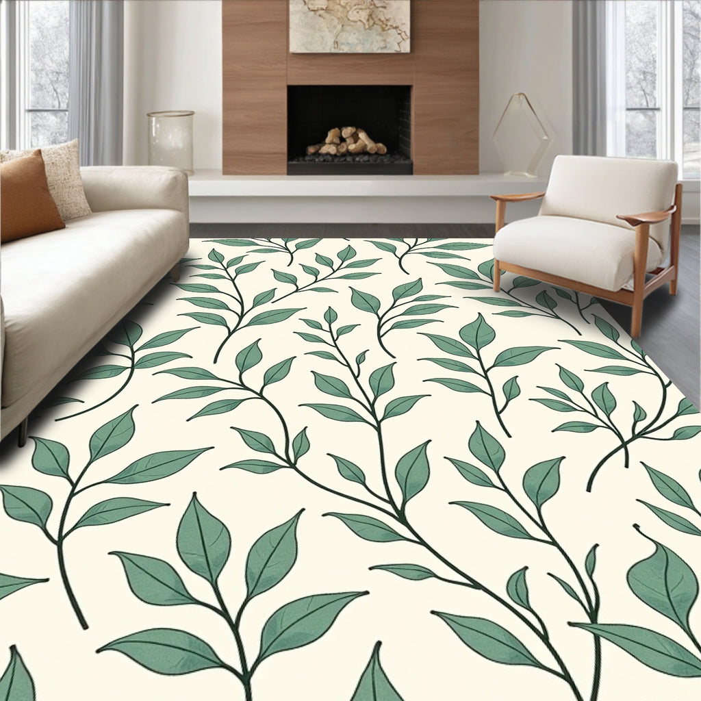 Sage Green Botanical Vine Rug