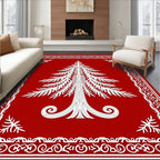 Crimson White Pine Tree Bordered Rug
