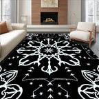 White Starburst Mandala Black Harmony Rug