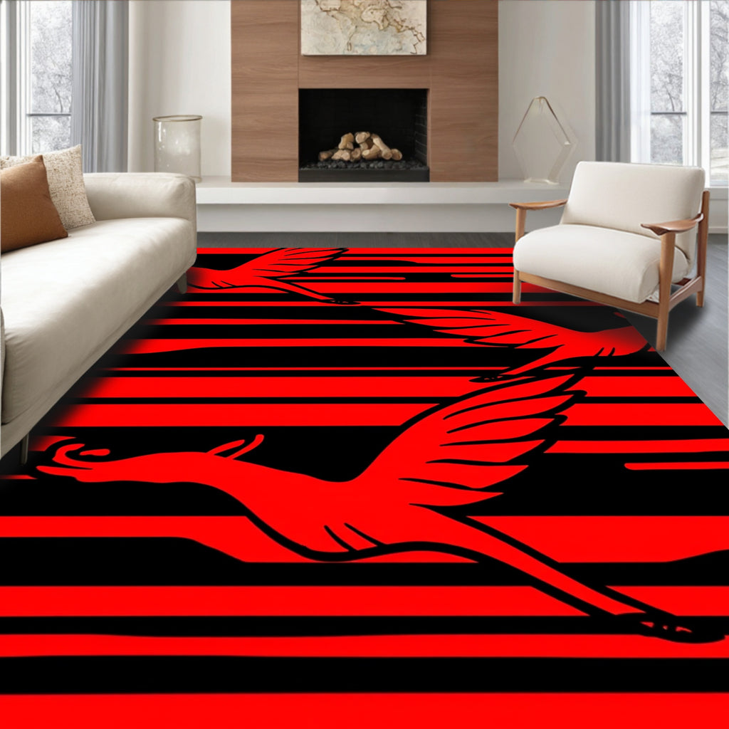 Crimson Bird Swoop Stripe Rug