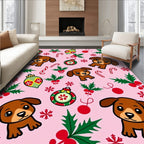 Whimsical Dachshund Christmas Ornaments Holly Rug
