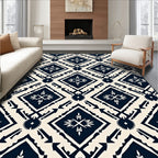 Navy Cream Diamond Tribal Medallion Rug