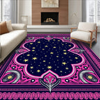 Navy Pink Golden Star Medallion Rug