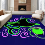 Whimsical Witch Hat and Cauldron Rug