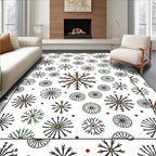 Winter Snowflake Scatter With Red Dots Rug
