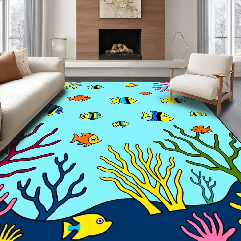 Oceanic Coral Reef Fish Assortment Rug