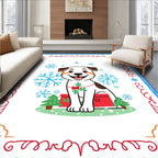 Cute Puppy Snowflakes Christmas Trees Rug