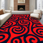 Crimson Swirl Abstraction Rug